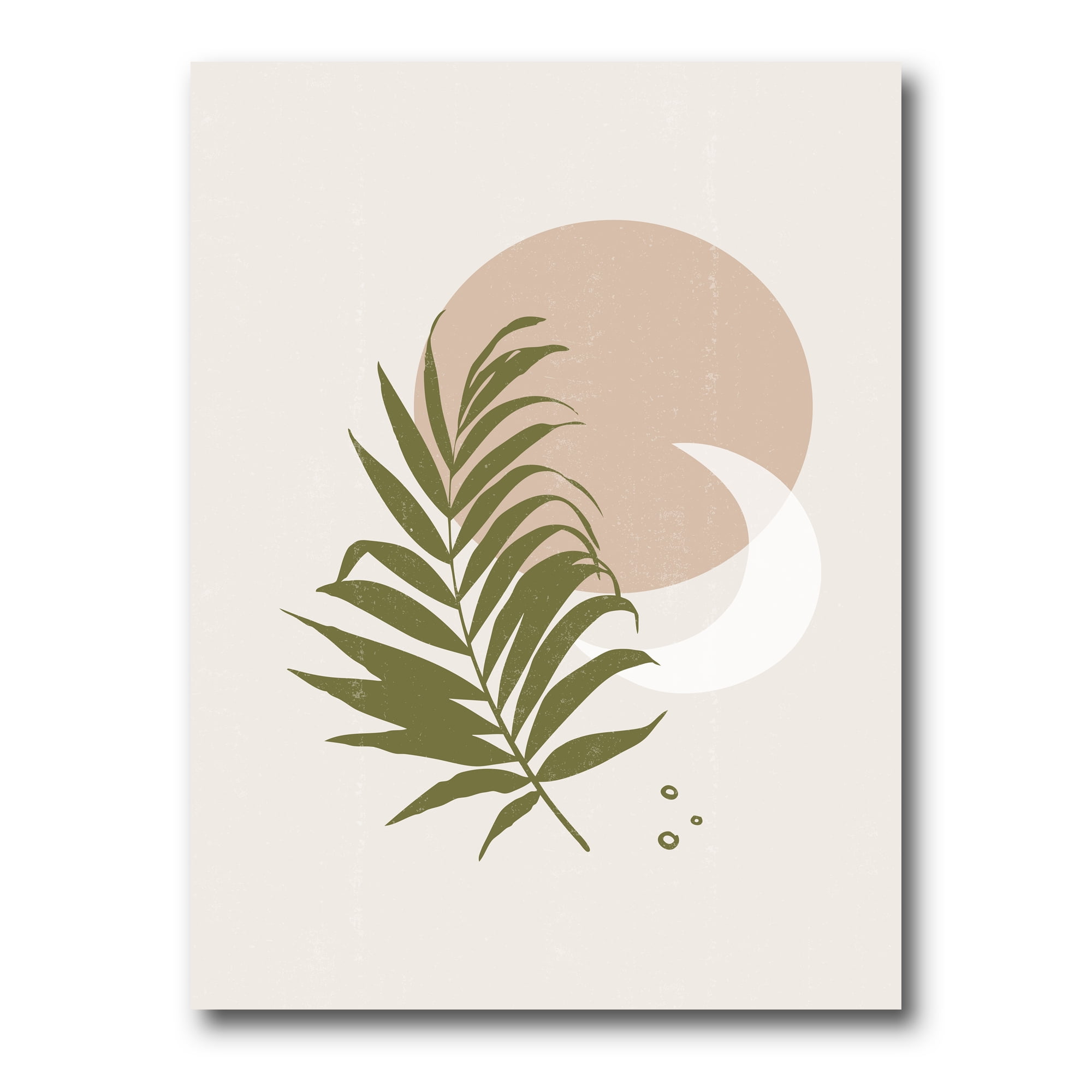 Designart ' Abstract Moon and Sun With Green Leaf II ' Modern Canvas Wall Art Print