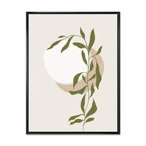 Designart 'Abstract Moon and Sun With Green Leaf III' Modern Framed Canvas Wall Art Print
