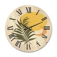 thumbnail image 1 of Designart 'Abstract Moon and Yellow Sun With Tropical Leaf I' Modern Wood Wall Clock, 1 of 5