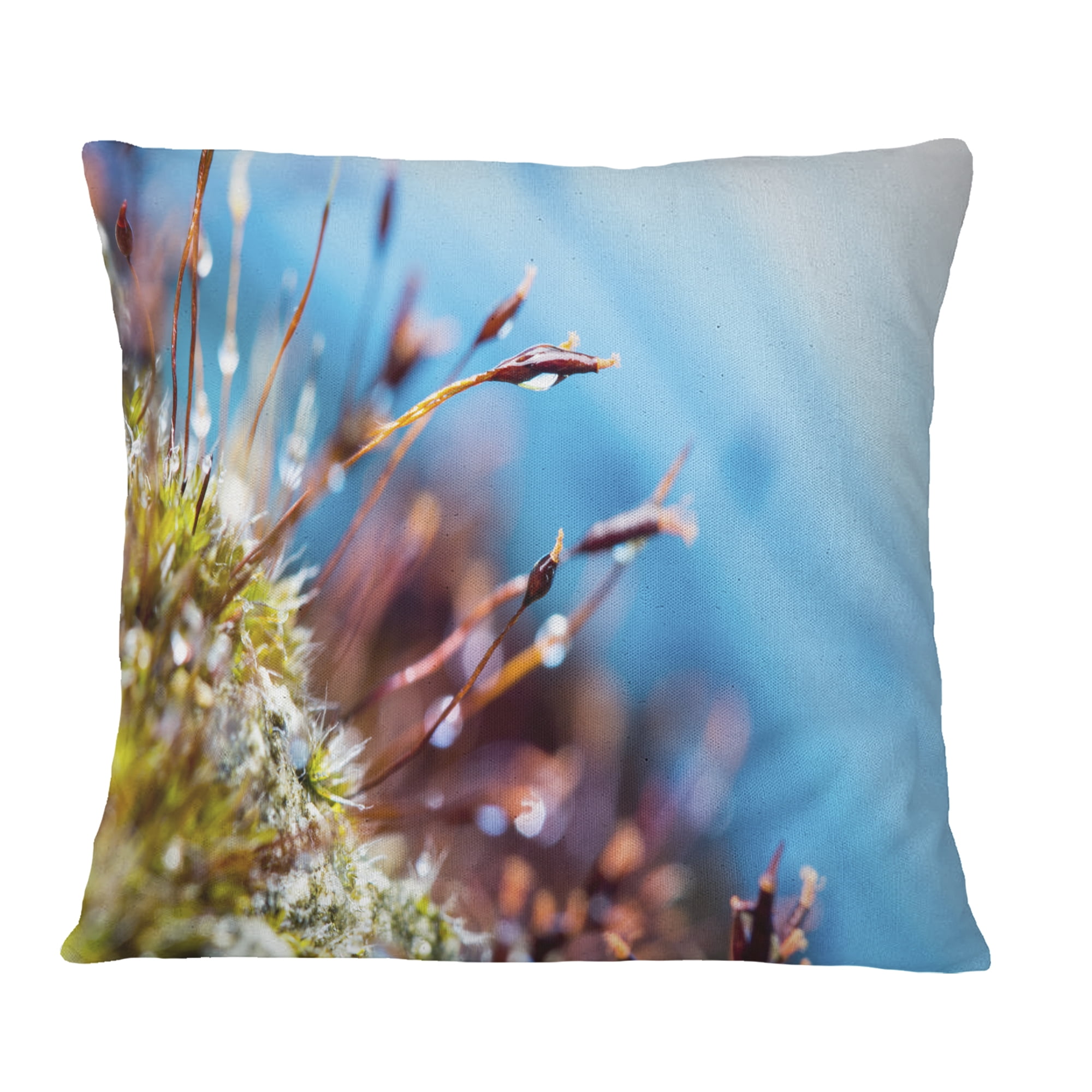 Designart Abstract Moss Flowers in Summer Spring - Landscape Printed Throw Pillow - 18x18