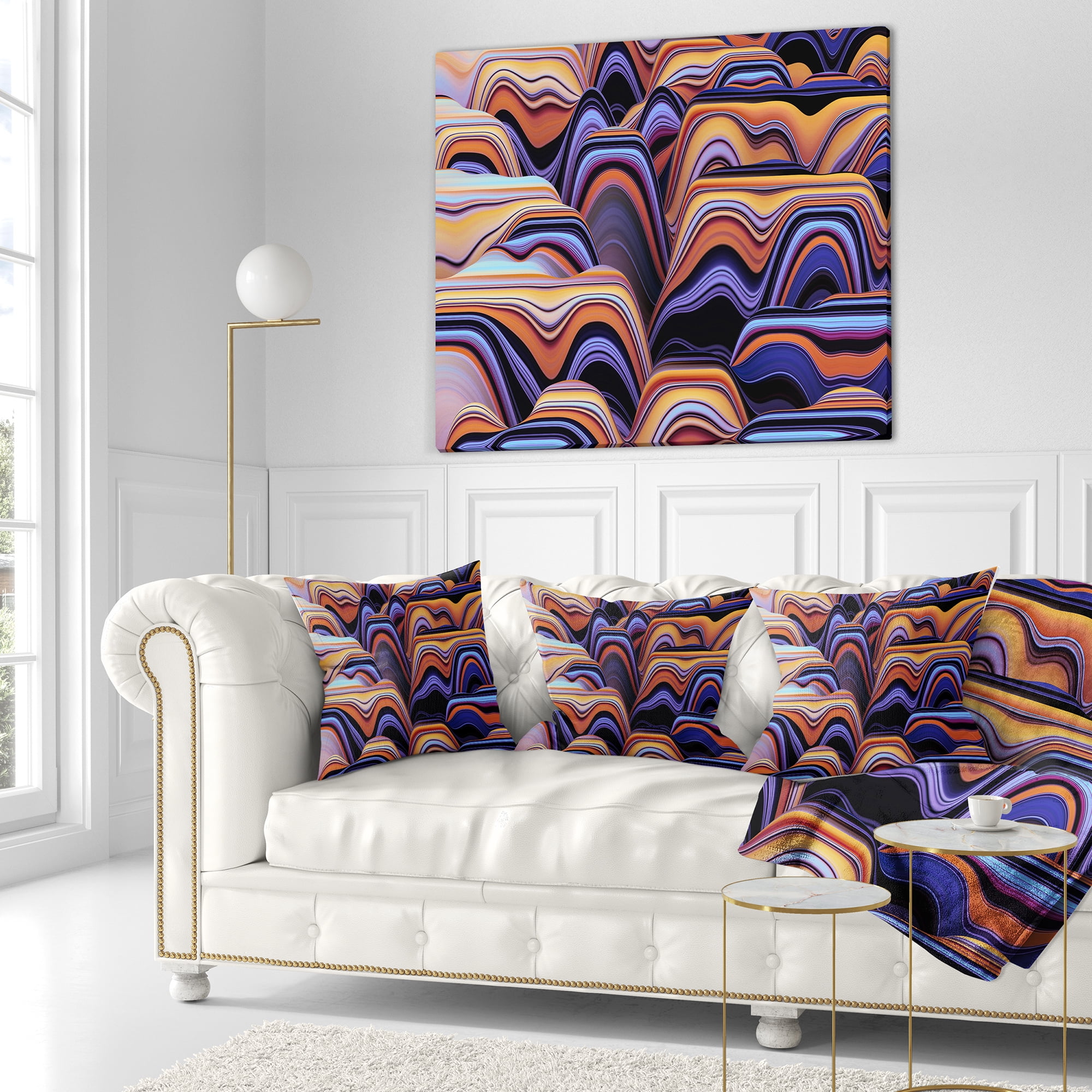 Designart Abstract Mountains 3D Texture - Abstract Throw Pillow - 18x18