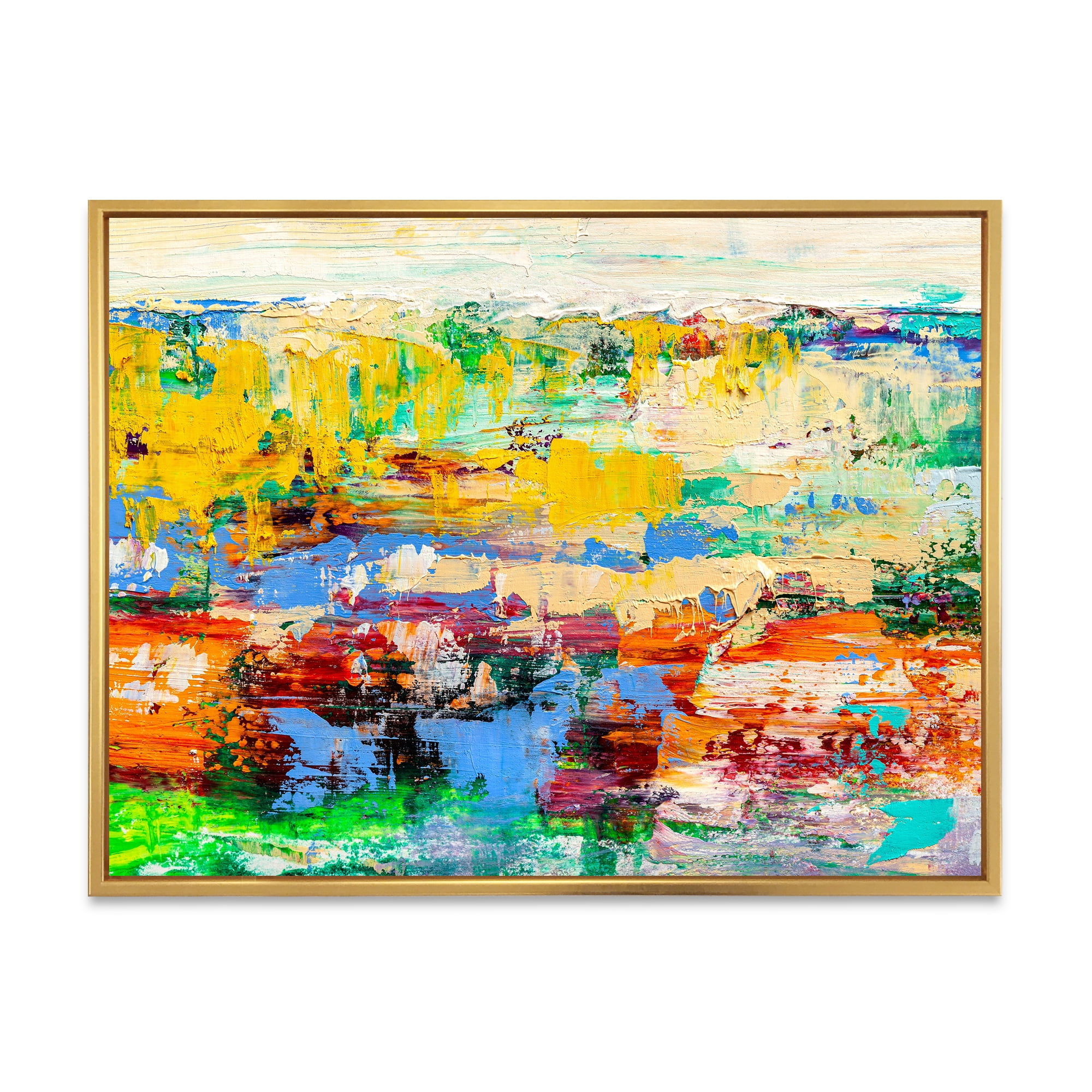 Designart 'Abstract Multicolored Bright Texture Art I' Modern Framed Canvas Wall Art Print