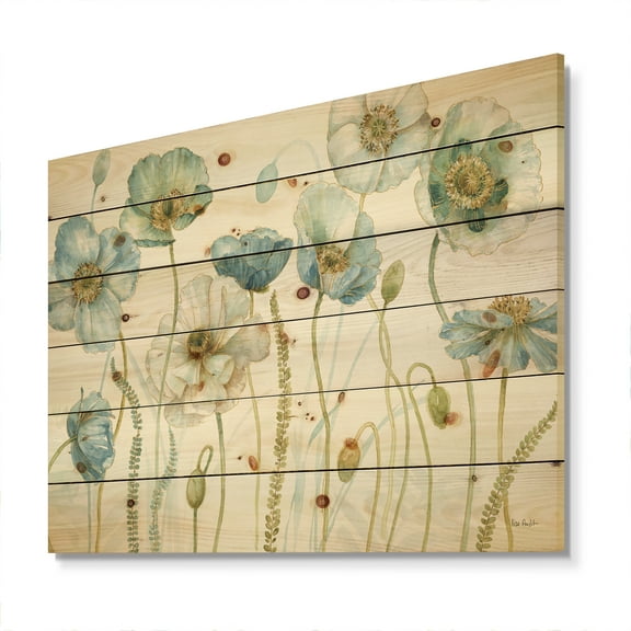 Designart 'Abstract My Greenhouse Cottage Flowers IV' Traditional Print on Natural Pine Wood