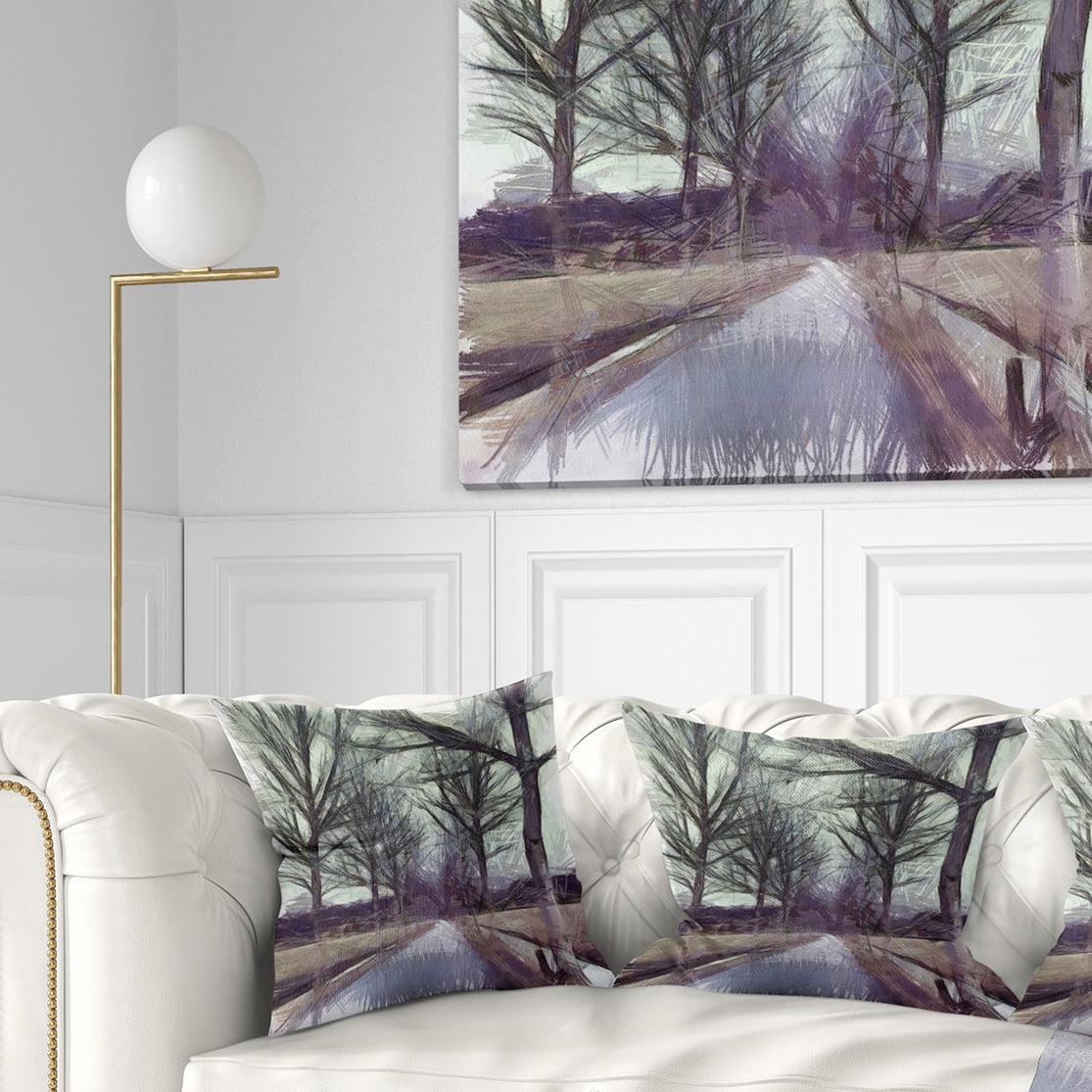 Designart Abstract Nature Watercolor Sketch - Landscape Printed Throw Pillow - 18x18
