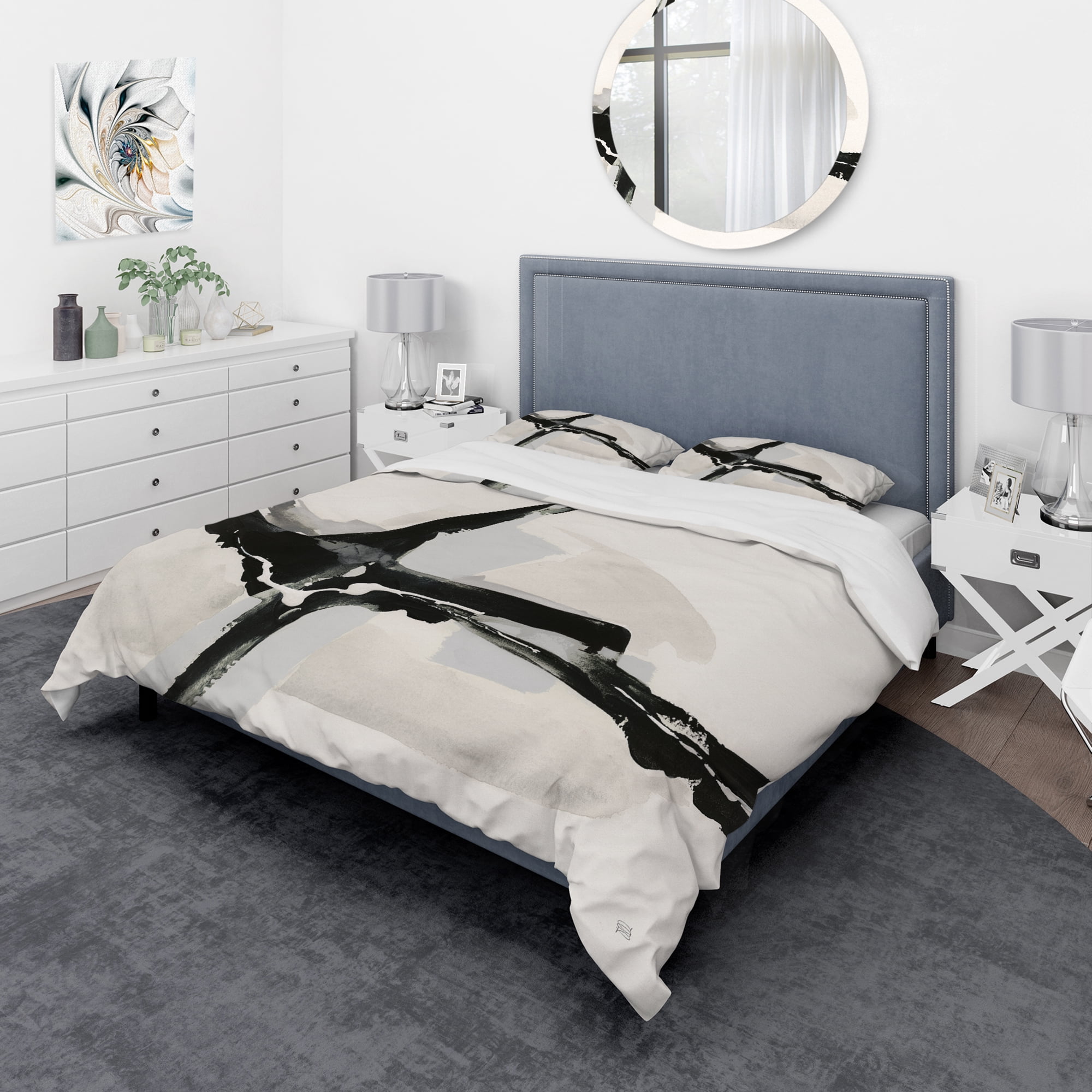Designart 'Abstract Neutral I' Geometric Duvet Cover Set