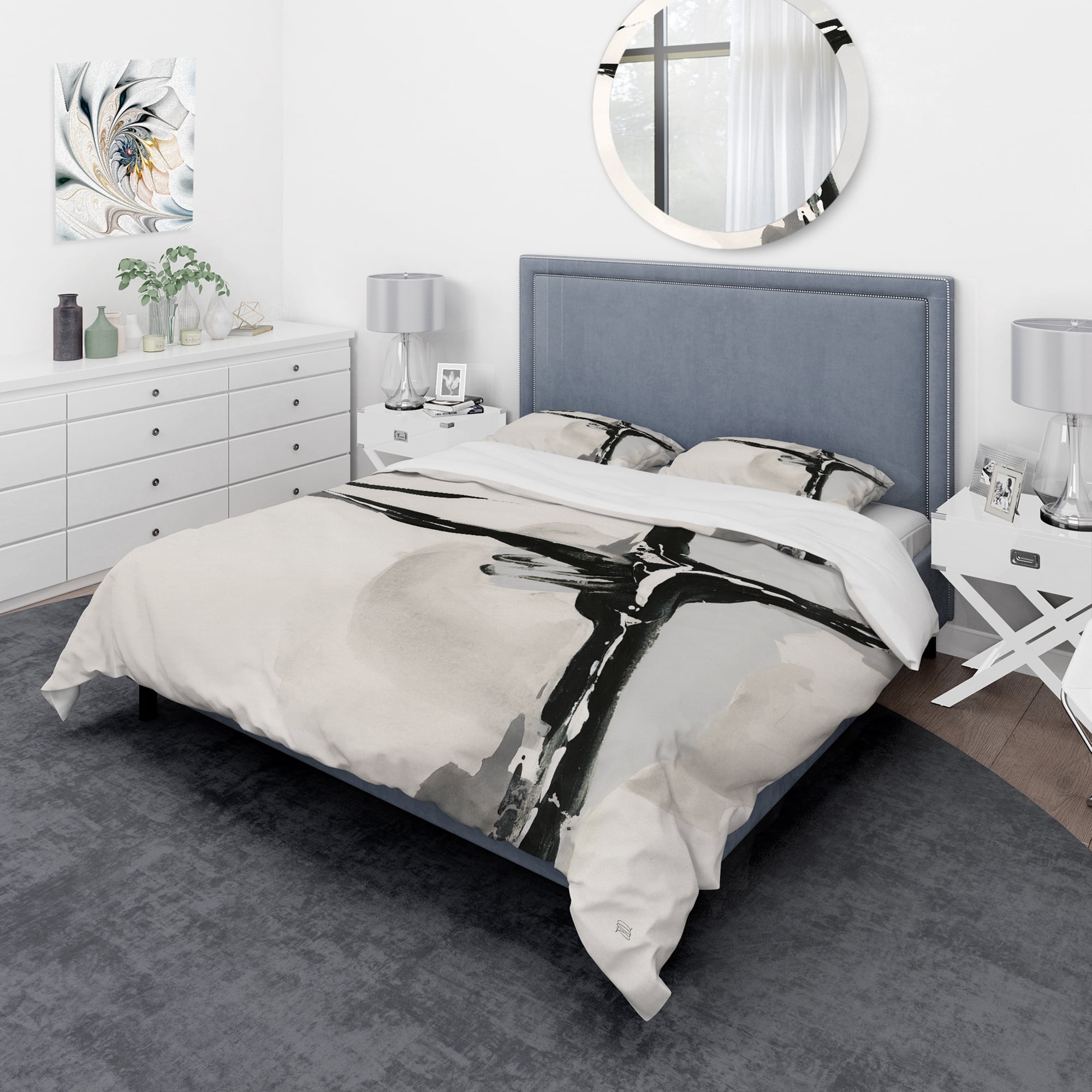 Designart 'Abstract Neutral II' Geometric Duvet Cover Set
