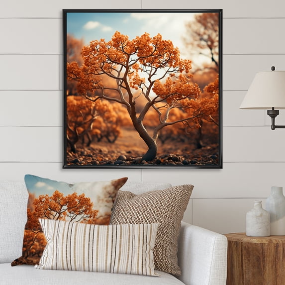Designart "Abstract Oak Canopy Artistry I" Tree Oak Floater Framed Wall Art Prints