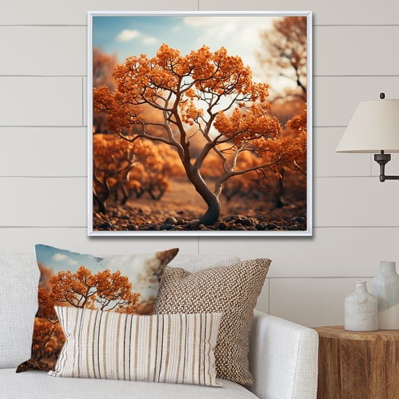 Designart "Abstract Oak Canopy Artistry I" Tree Oak Floater Framed Wall Art Prints
