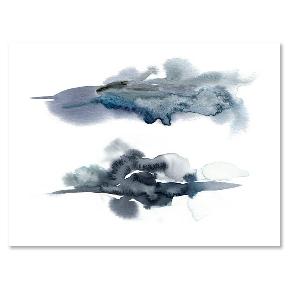 Designart ' Abstract Of Clouds Dark Blue Colored I ' Modern Canvas Wall Art Print