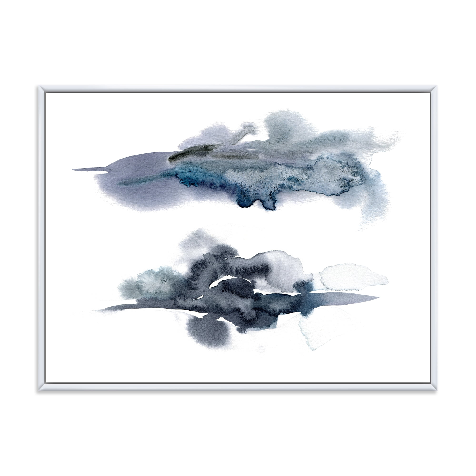 Designart 'Abstract Of Clouds Dark Blue Colored I' Modern Framed Canvas Wall Art Print