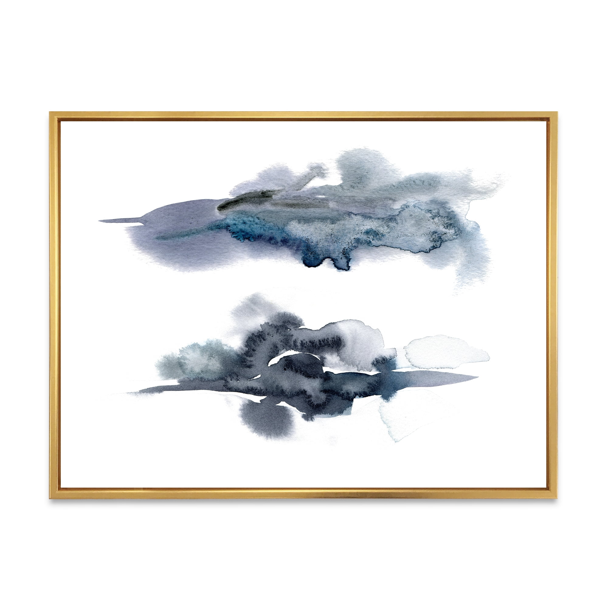 Designart 'Abstract Of Clouds Dark Blue Colored I' Modern Framed Canvas Wall Art Print