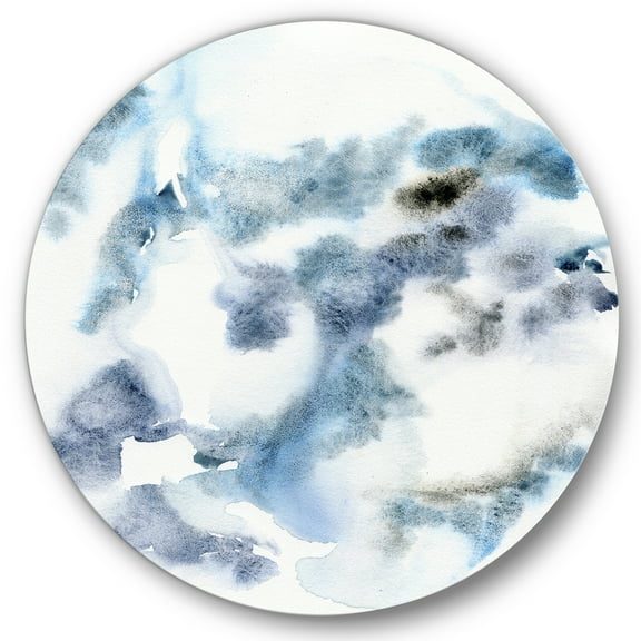 Designart 'Abstract Of Clouds Dark Blue Colored III' Modern Circle Metal Wall Art 36x36 - Disc of 36