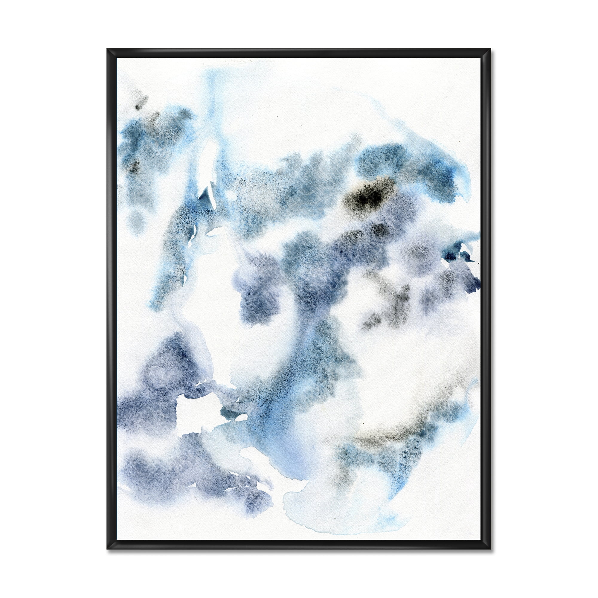 Designart 'Abstract Of Clouds Dark Blue Colored III' Modern Framed Canvas Wall Art Print