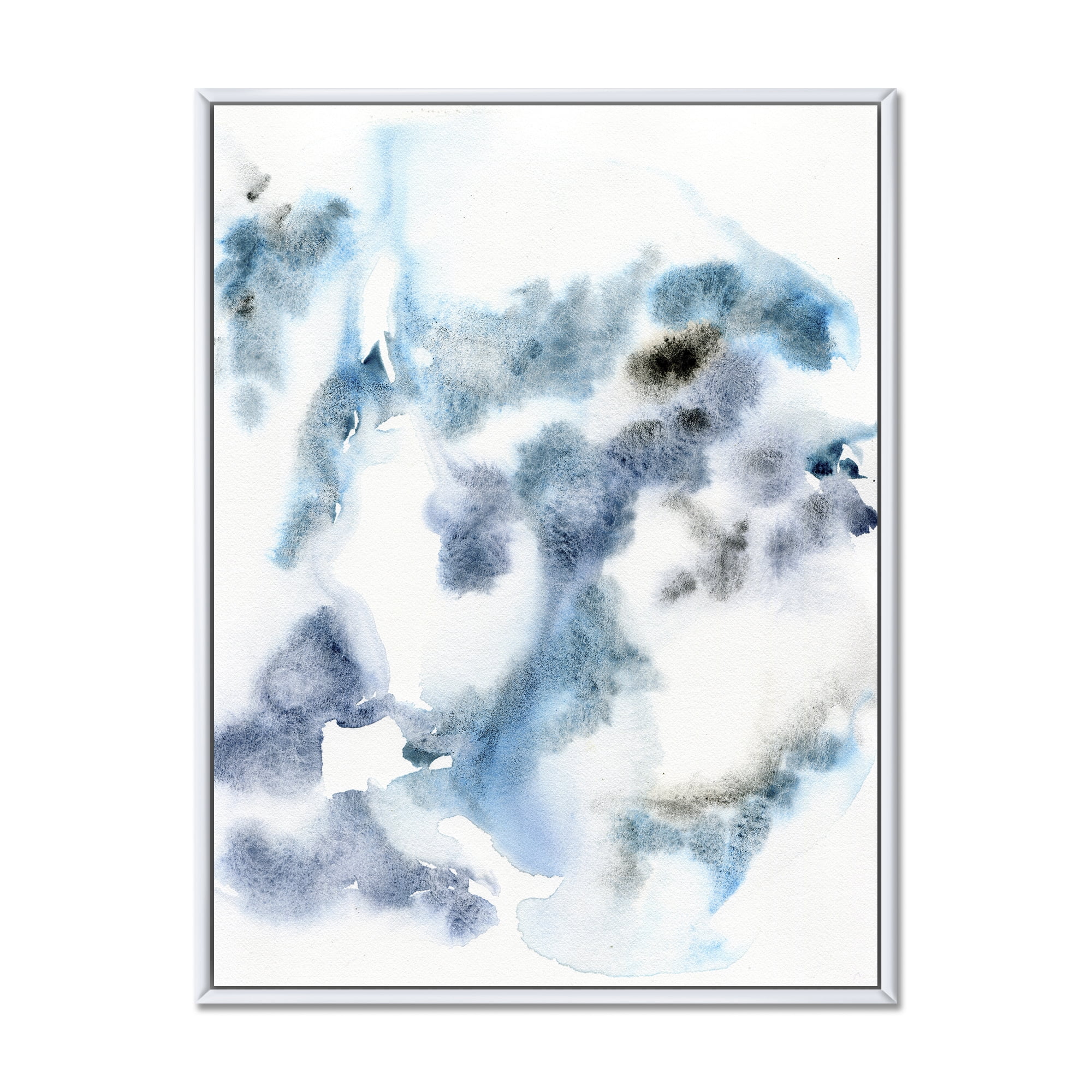 Designart 'Abstract Of Clouds Dark Blue Colored III' Modern Framed Canvas Wall Art Print