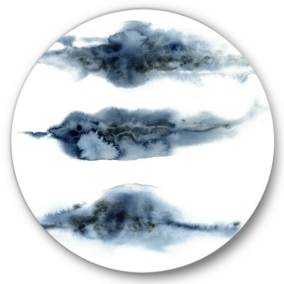 Designart 'Abstract Of Clouds Dark Blue Colored V' Modern Circle Metal Wall Art 11x11 - Disc of 11