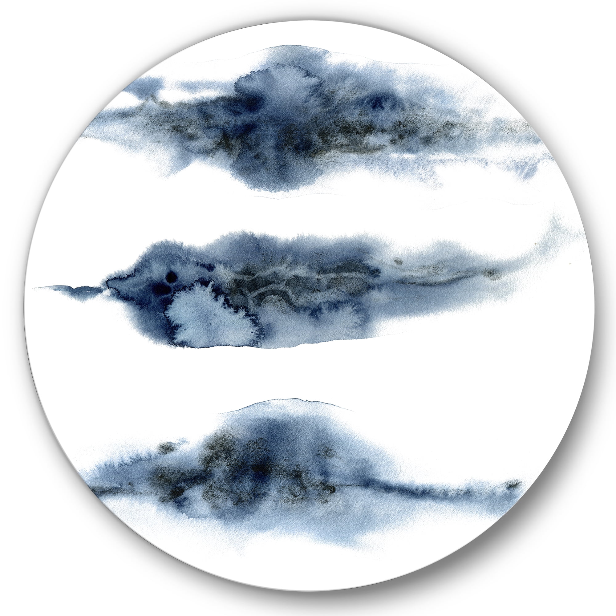 Designart 'Abstract Of Clouds Dark Blue Colored V' Modern Circle Metal Wall Art 23x23 - Disc of 23