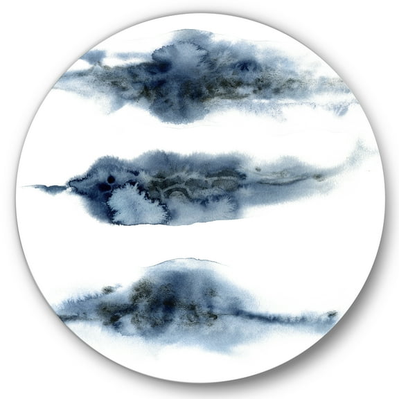 Designart 'Abstract Of Clouds Dark Blue Colored V' Modern Circle Metal Wall Art 36x36 - Disc of 36