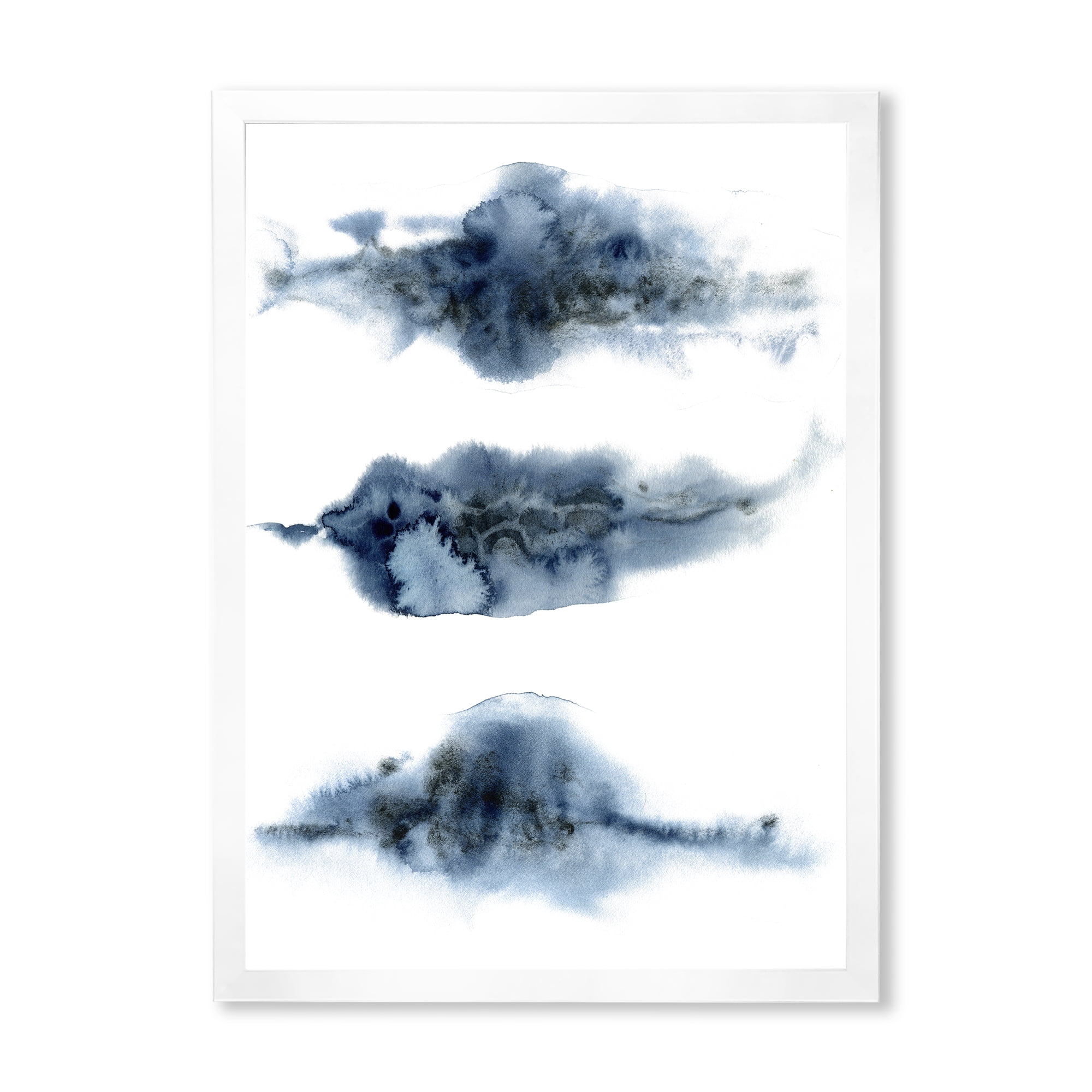 Designart 'Abstract Of Clouds Dark Blue Colored V' Modern Framed Art Print