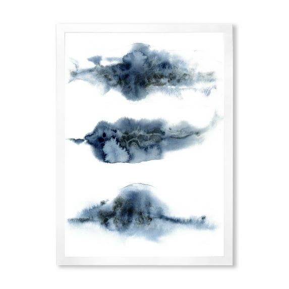 Designart 'Abstract Of Clouds Dark Blue Colored V' Modern Framed Art Print