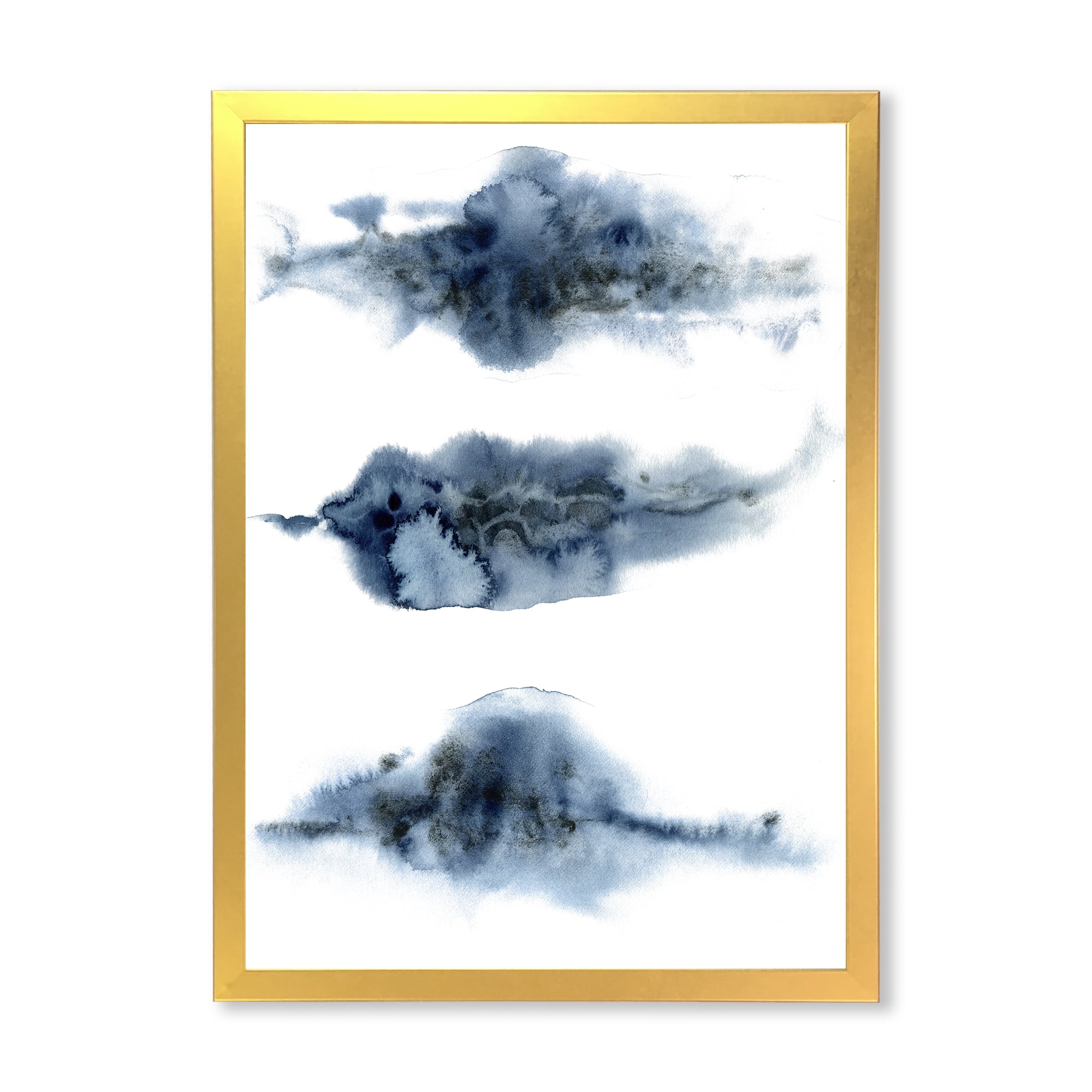 Designart 'Abstract Of Clouds Dark Blue Colored V' Modern Framed Art Print