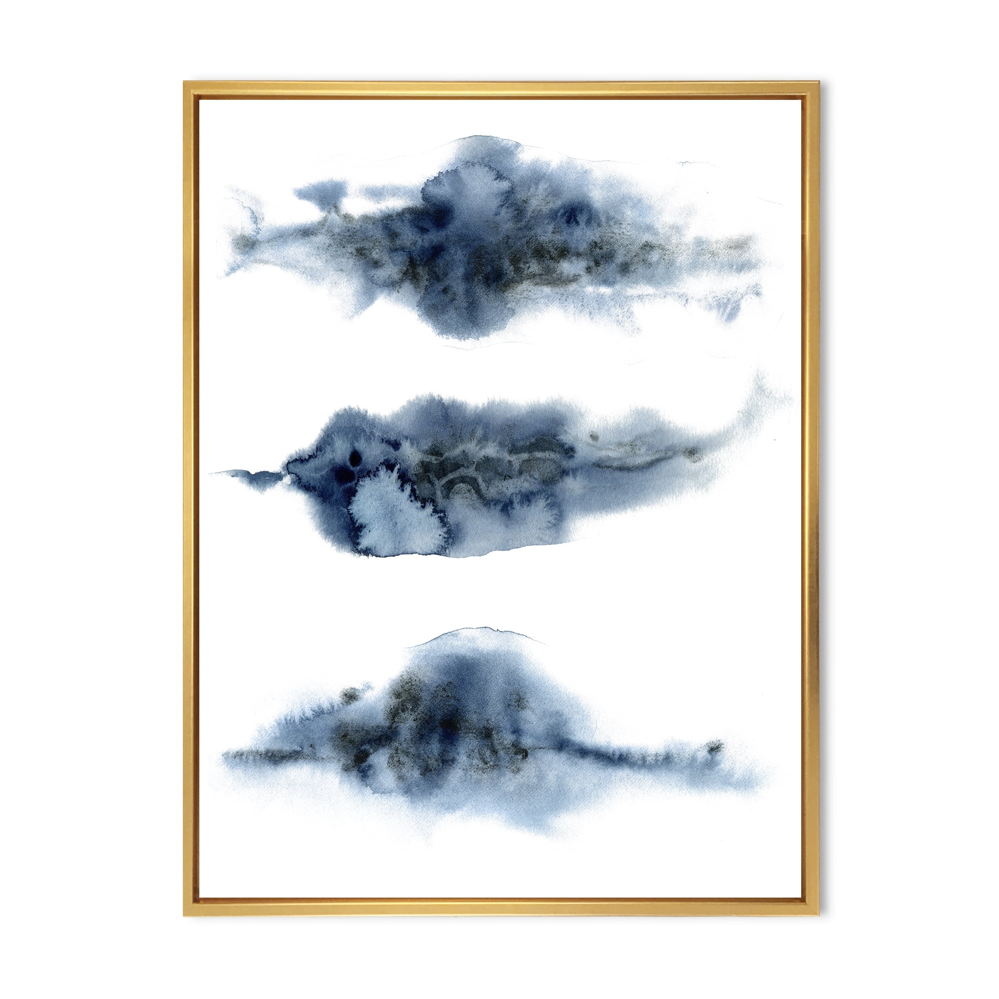Designart 'Abstract Of Clouds Dark Blue Colored V' Modern Framed Canvas Wall Art Print