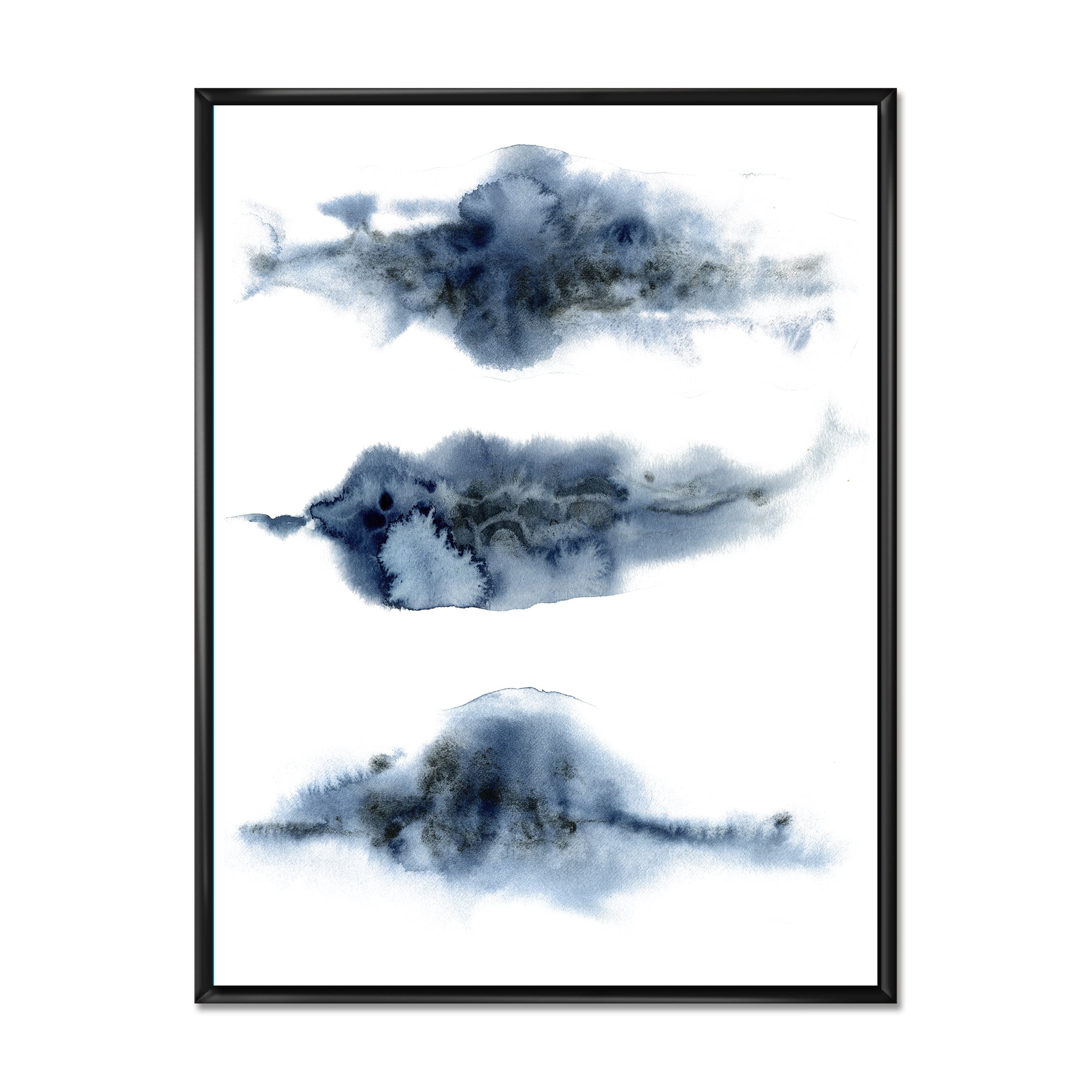 Designart 'Abstract Of Clouds Dark Blue Colored V' Modern Framed Canvas Wall Art Print