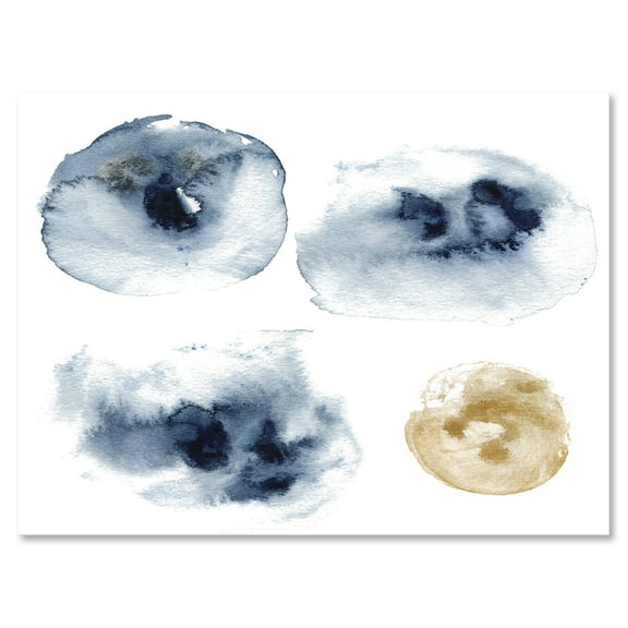 Designart ' Abstract Of Gold and Dark Blue Cloud ' Modern Canvas Wall Art Print