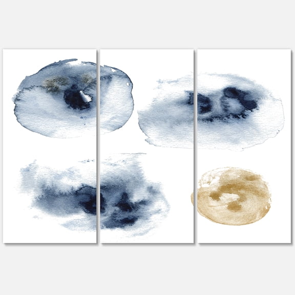 Designart ' Abstract Of Gold and Dark Blue Cloud ' Modern Canvas Wall Art Print