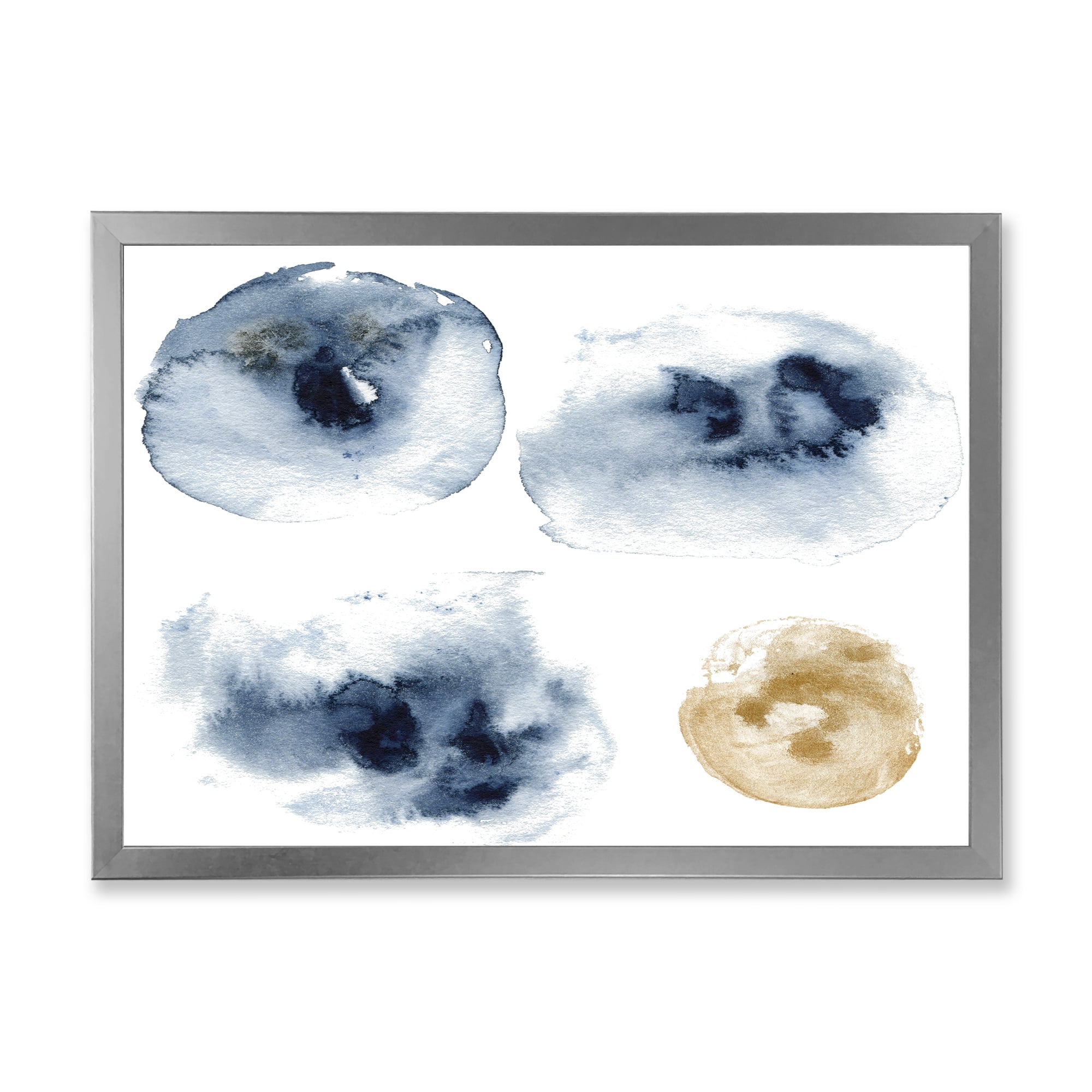 Designart 'Abstract Of Gold and Dark Blue Cloud' Modern Framed Art Print