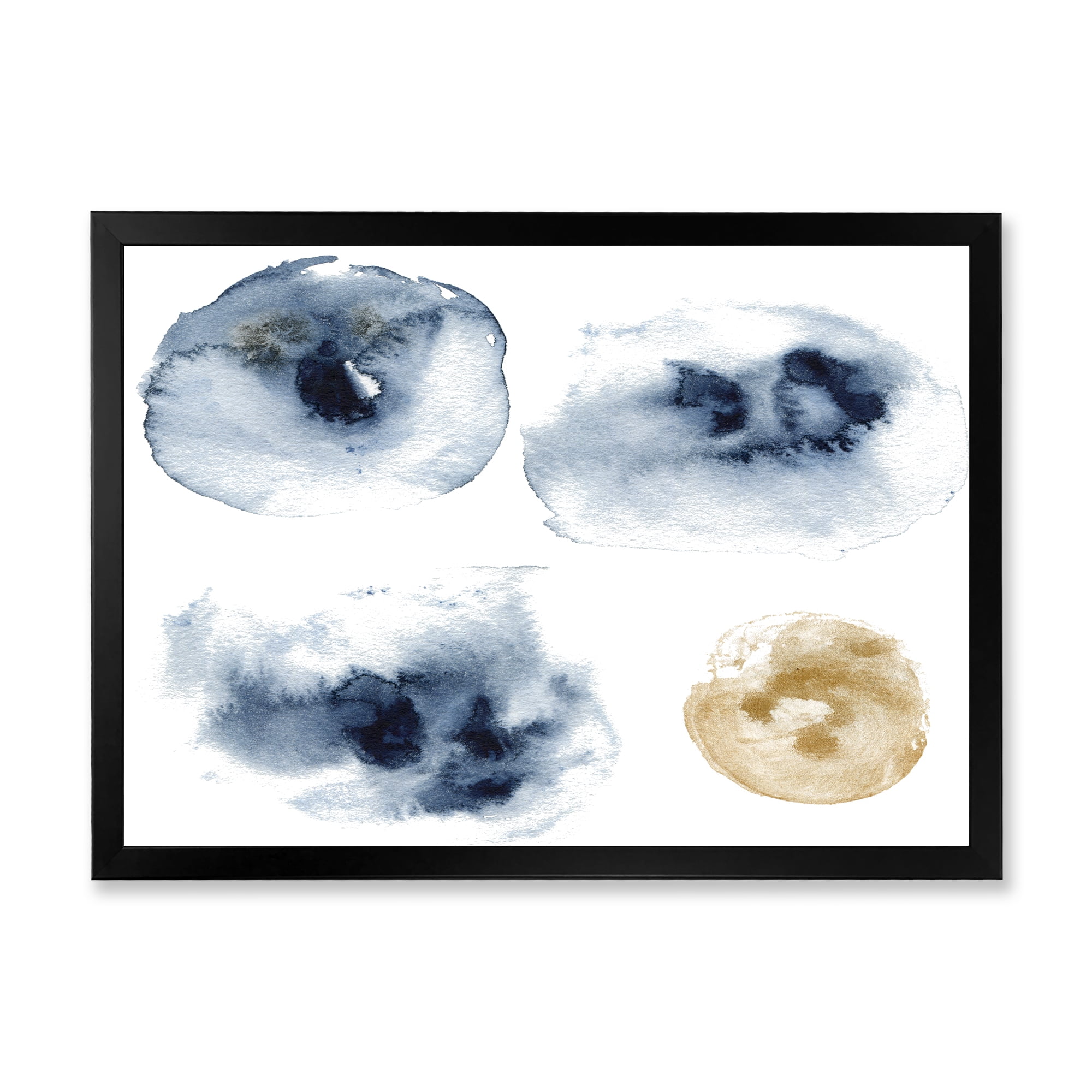 Designart 'Abstract Of Gold and Dark Blue Cloud' Modern Framed Art Print