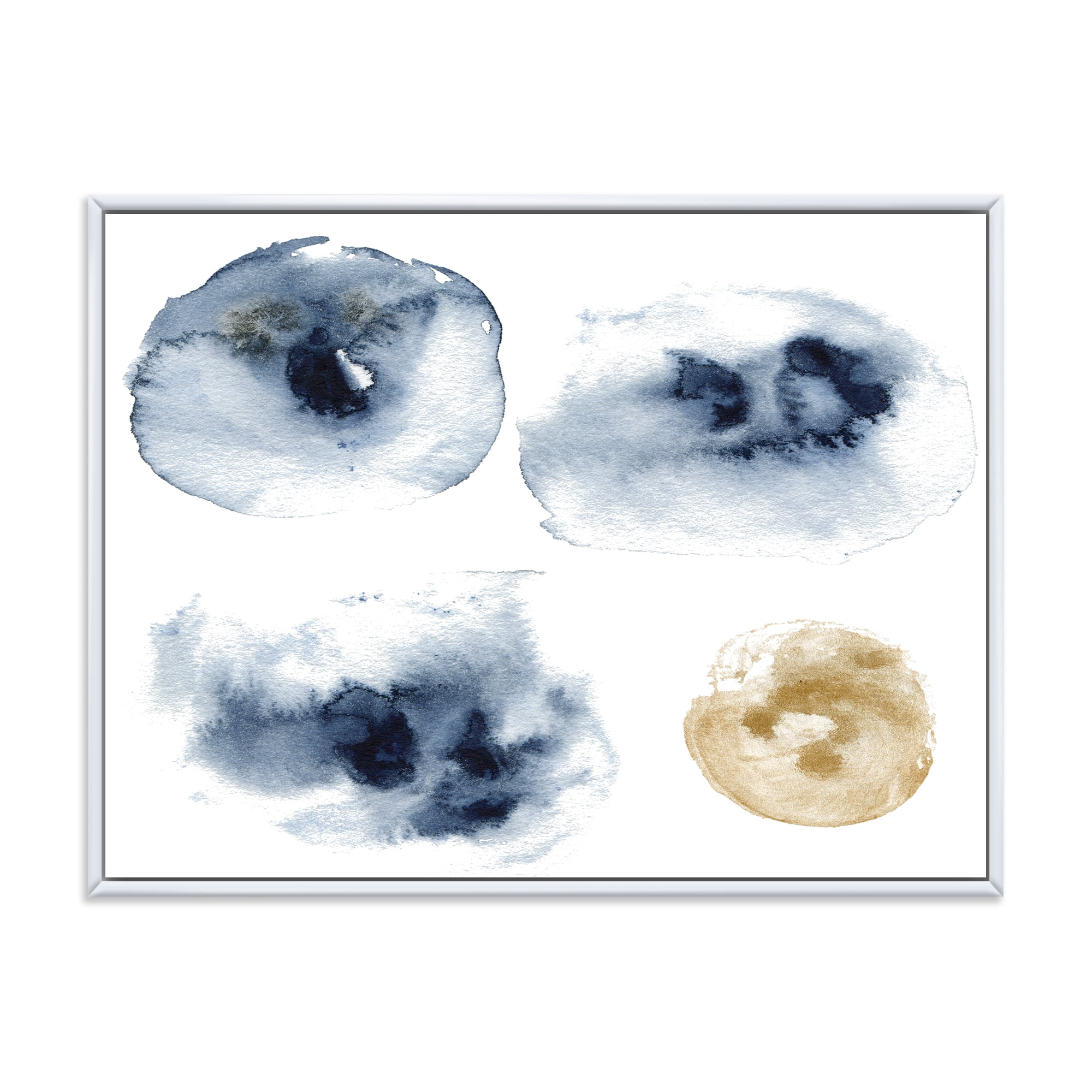Designart 'Abstract Of Gold and Dark Blue Cloud' Modern Framed Canvas Wall Art Print