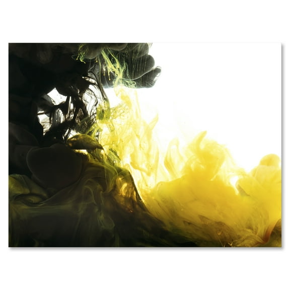 Designart ' Abstract Of Yellow Meeting Black ' Modern Canvas Wall Art Print