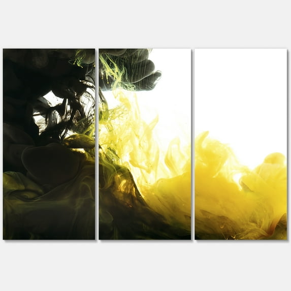 Designart ' Abstract Of Yellow Meeting Black ' Modern Canvas Wall Art Print