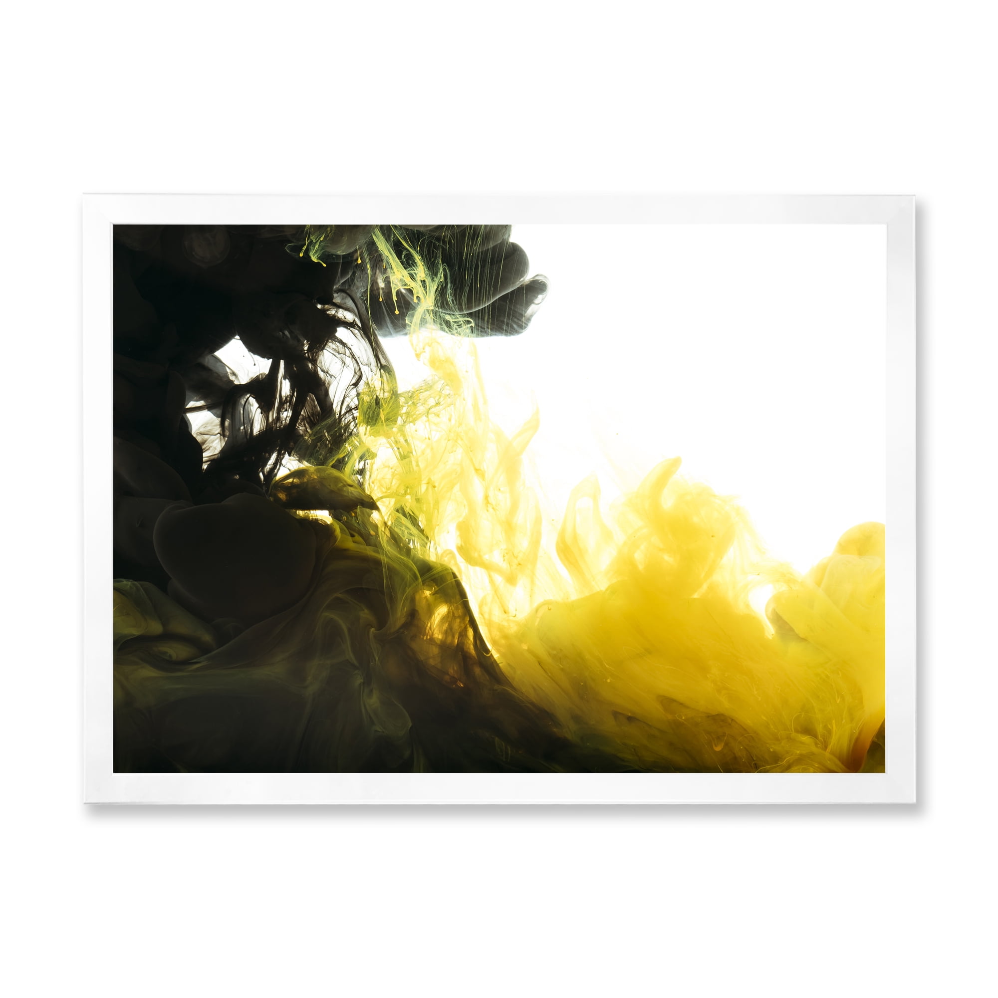 Designart 'Abstract Of Yellow Meeting Black' Modern Framed Art Print