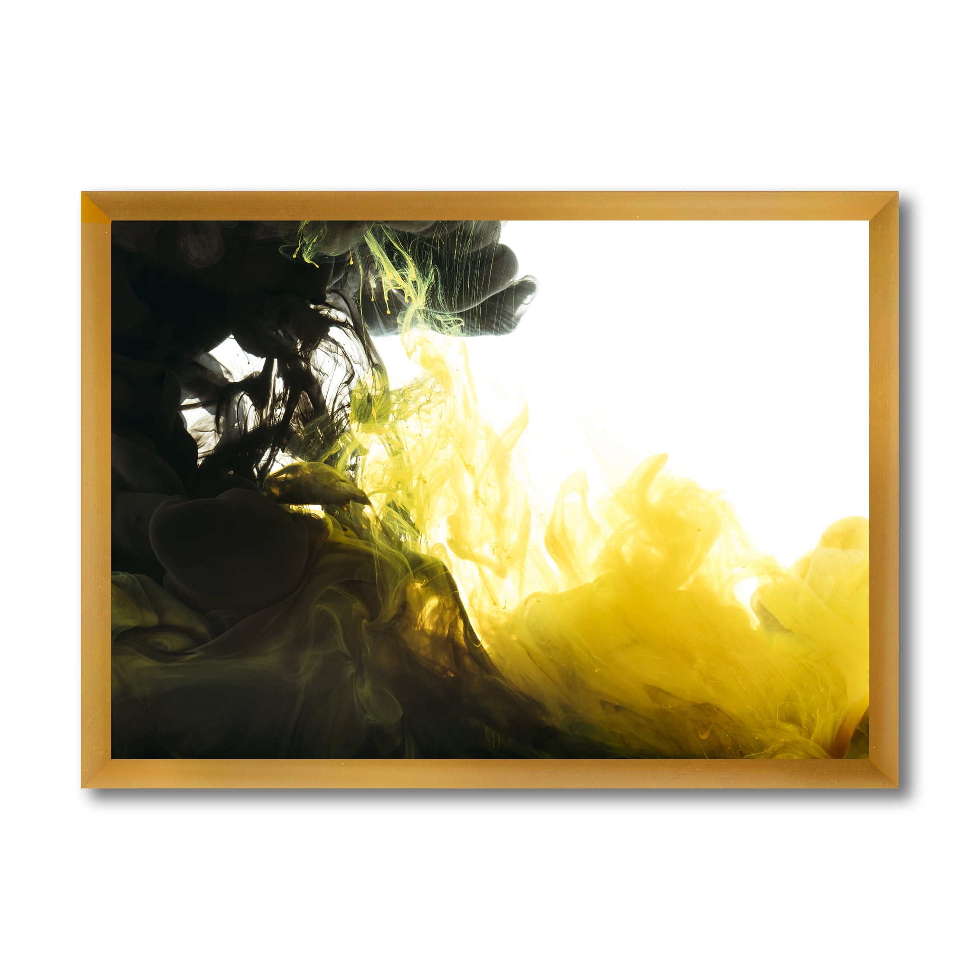 Designart 'Abstract Of Yellow Meeting Black' Modern Framed Art Print
