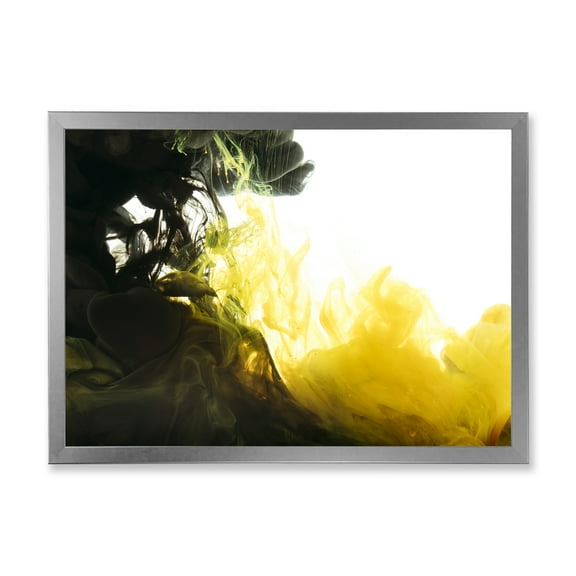 Designart 'Abstract Of Yellow Meeting Black' Modern Framed Art Print