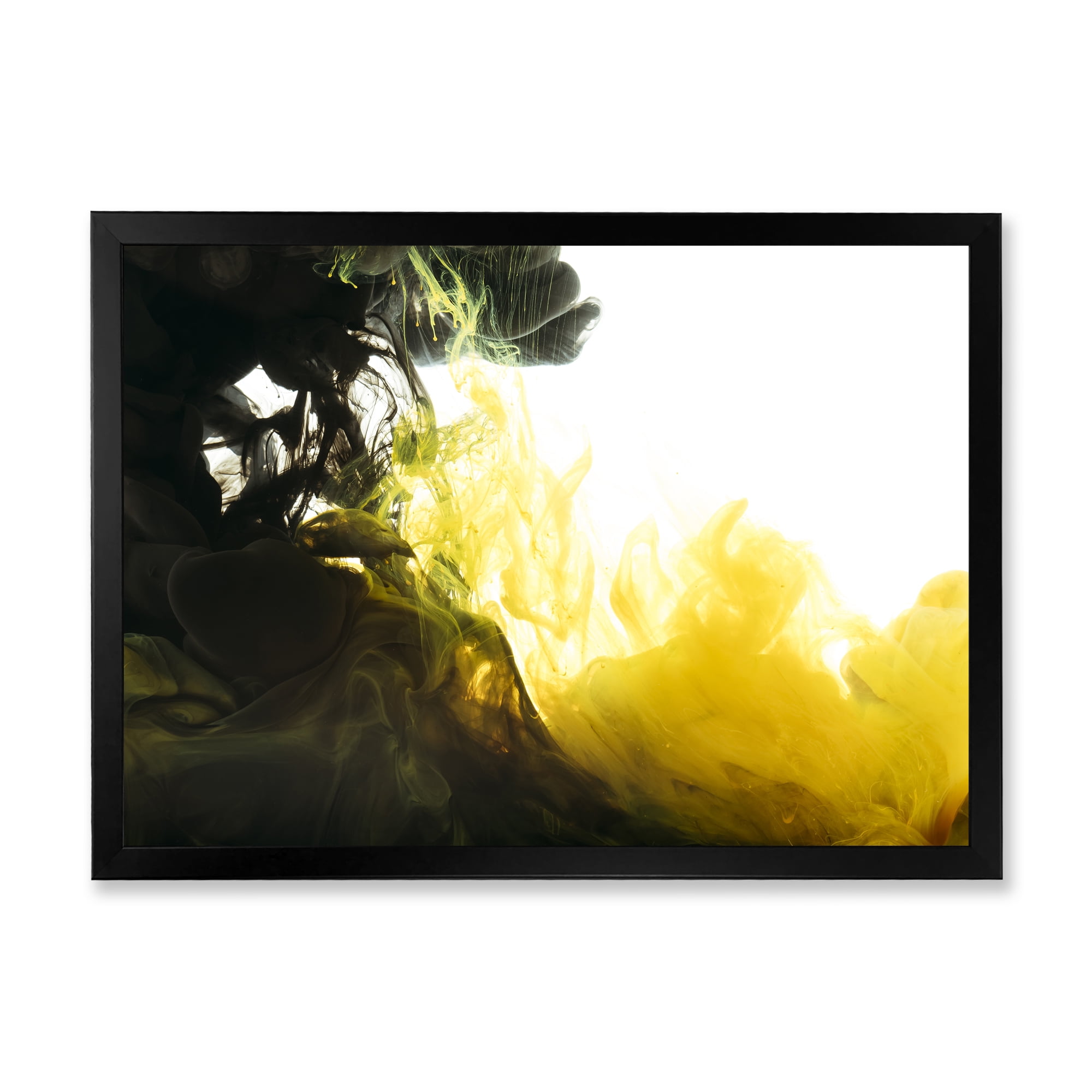 Designart 'Abstract Of Yellow Meeting Black' Modern Framed Art Print