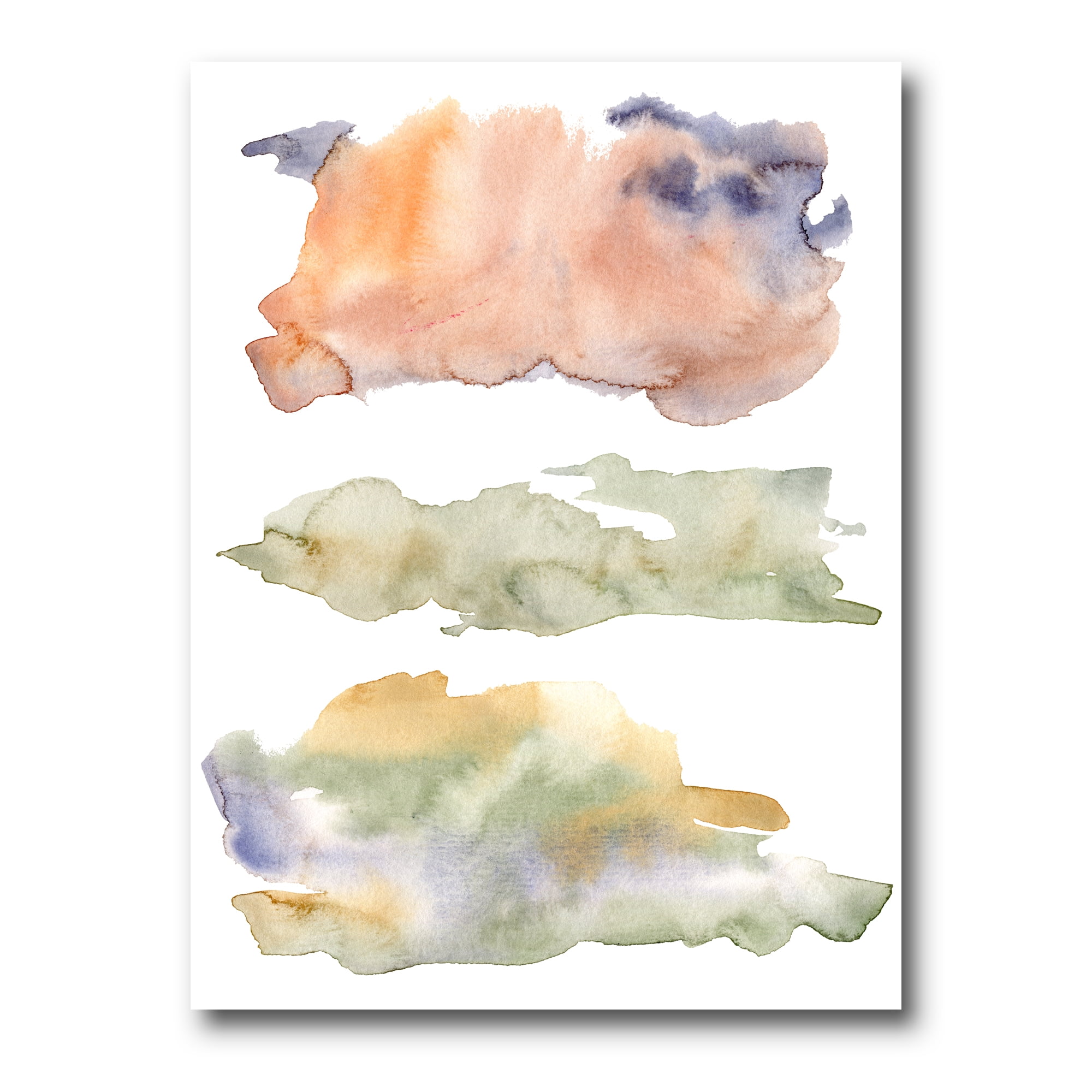 Designart ' Abstract Orange Blue and Beige Green Clouds ' Modern Canvas Wall Art Print