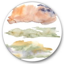 Designart 'Abstract Orange Blue and Beige Green Clouds' Modern Circle Metal Wall Art 36x36 - Disc of 36