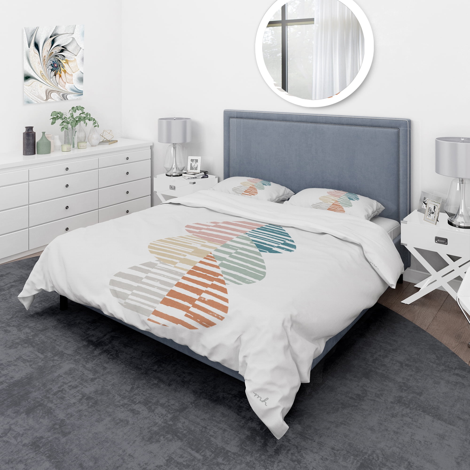 Designart 'Abstract Orange Drops Meditate IV' Geometric Duvet Cover Set