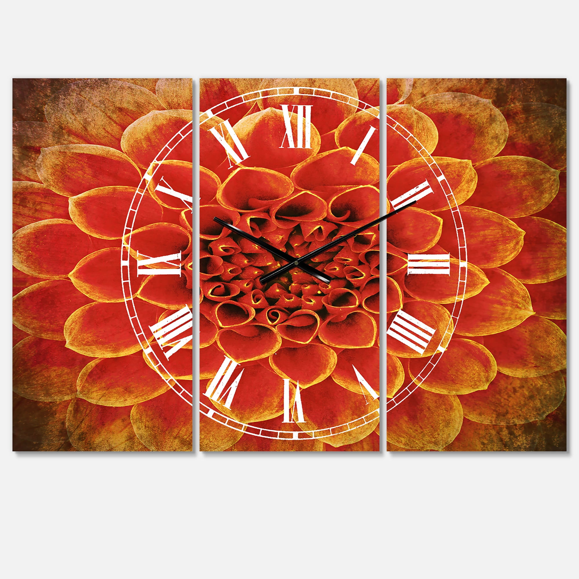 Designart 'Abstract Orange Flower Design' Traditional Wall Clock