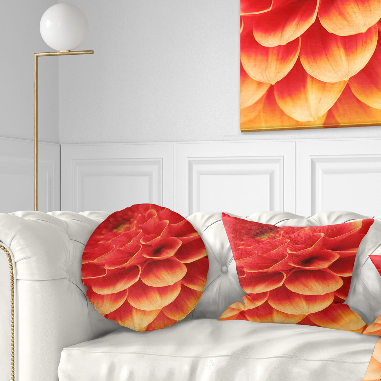Designart Abstract Orange Flower and Petals - Floral Throw Pillow - 12x20