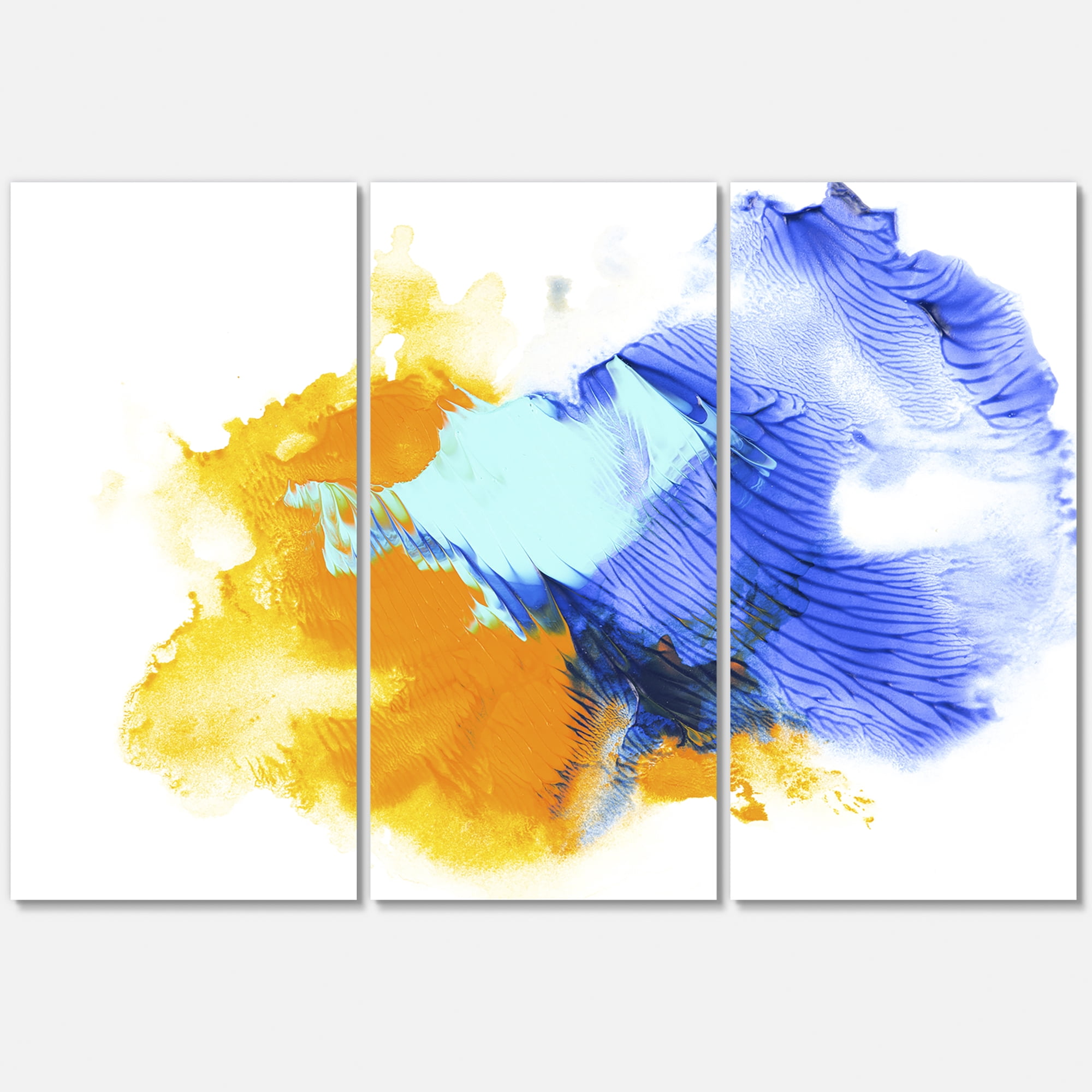 Designart ' Abstract Orange and Blue Clouds ' Modern Canvas Wall Art Print