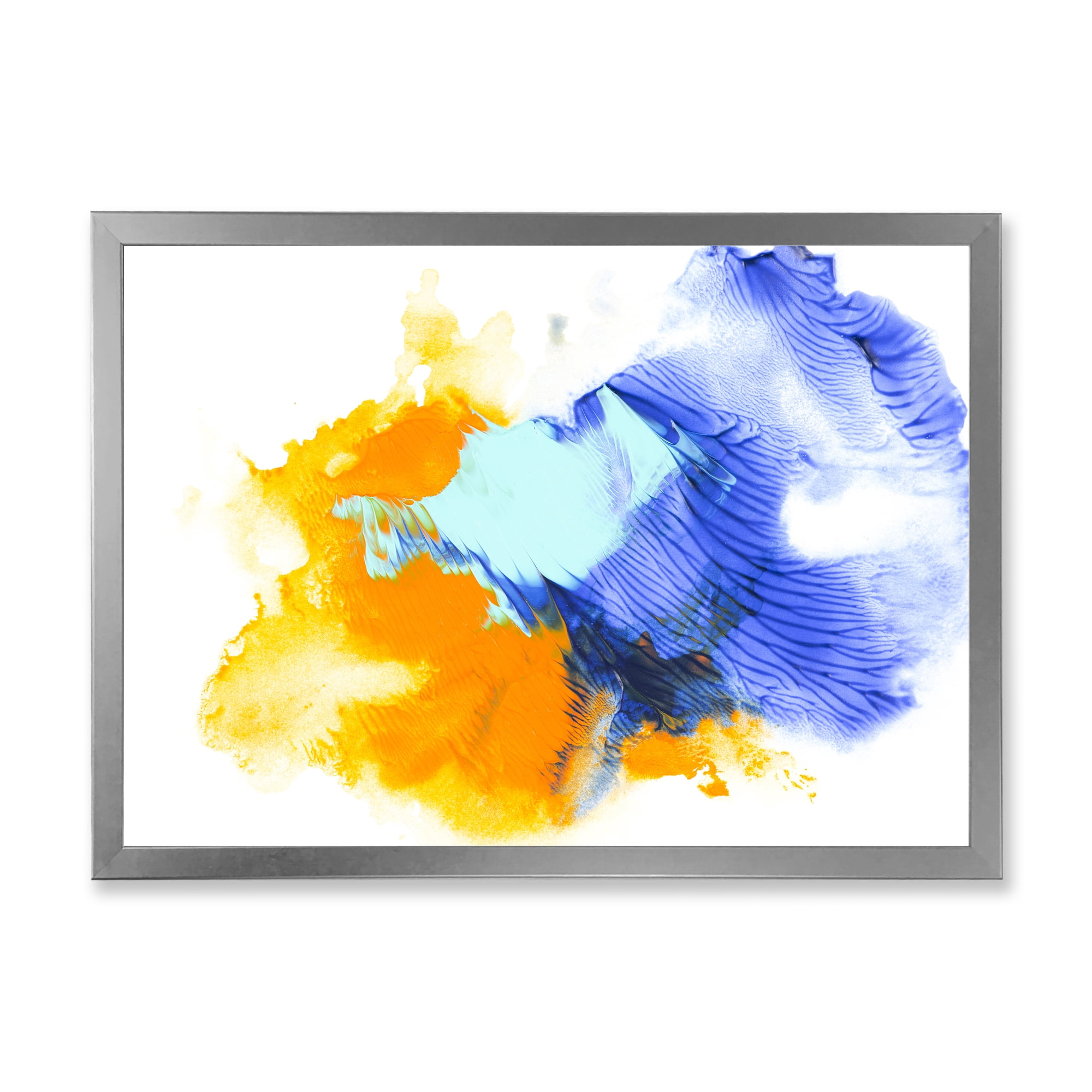 Designart 'Abstract Orange and Blue Clouds' Modern Framed Art Print