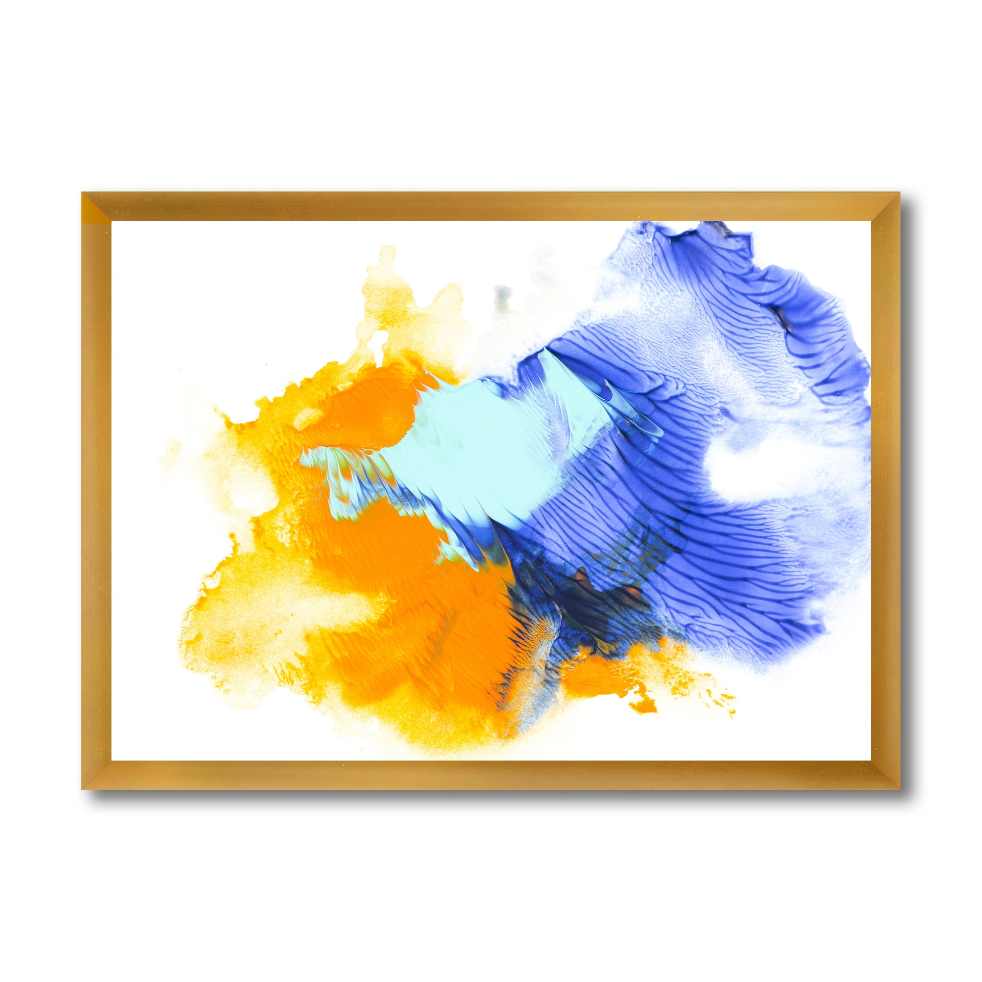 Designart 'Abstract Orange and Blue Clouds' Modern Framed Art Print