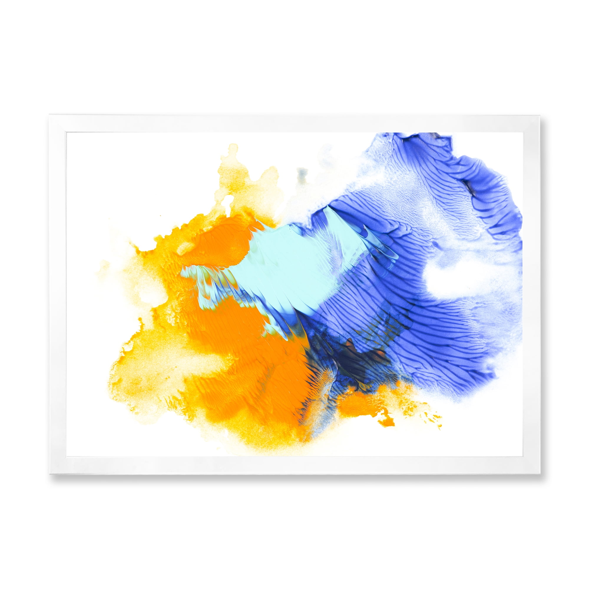 Designart 'Abstract Orange and Blue Clouds' Modern Framed Art Print