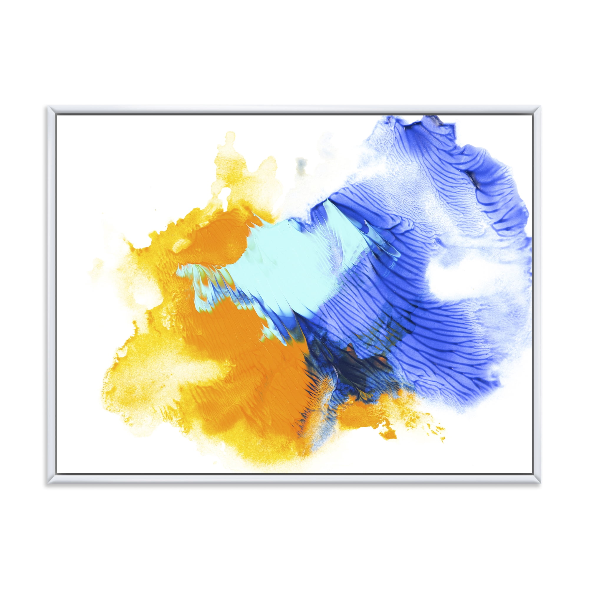Designart 'Abstract Orange and Blue Clouds' Modern Framed Canvas Wall Art Print