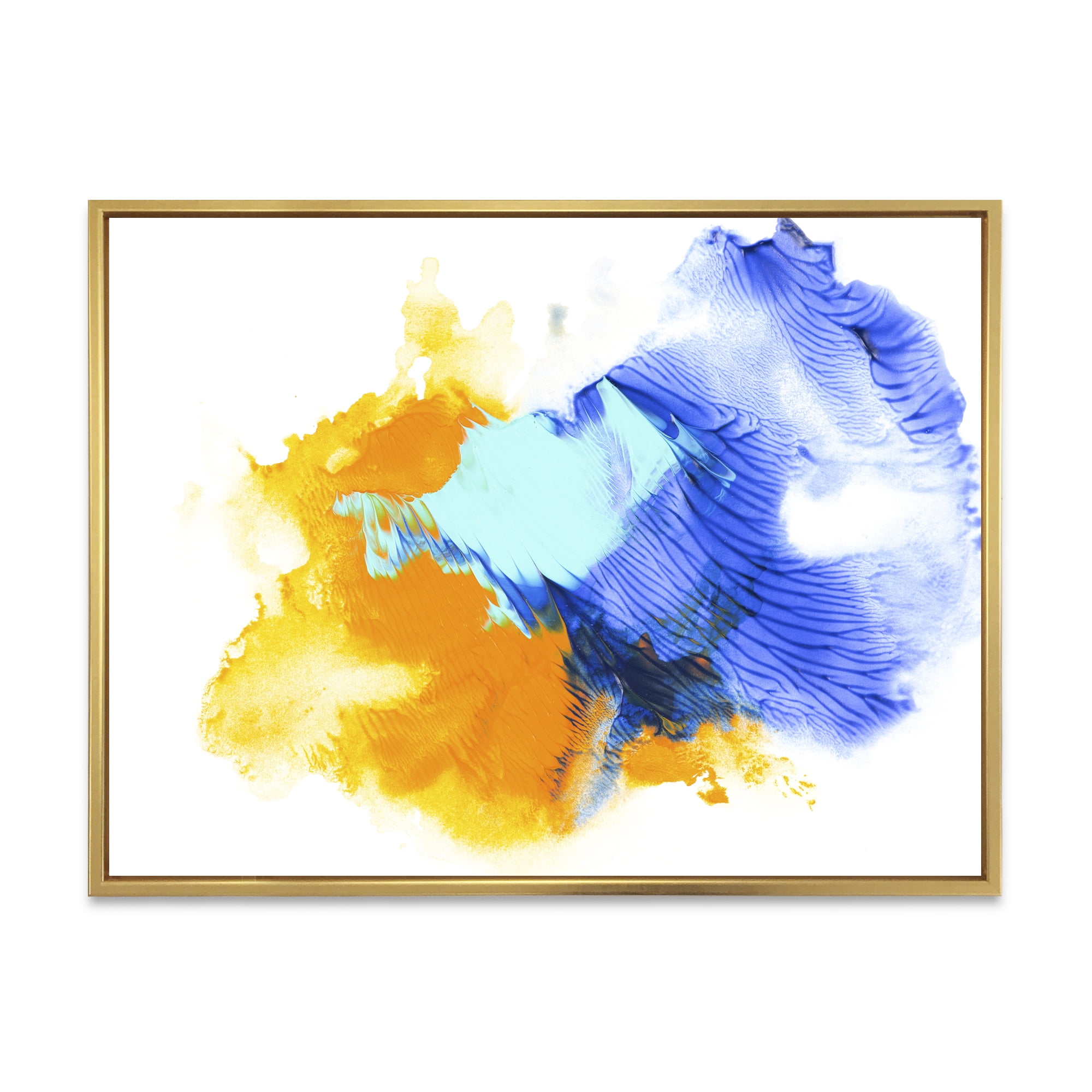 Designart 'Abstract Orange and Blue Clouds' Modern Framed Canvas Wall Art Print