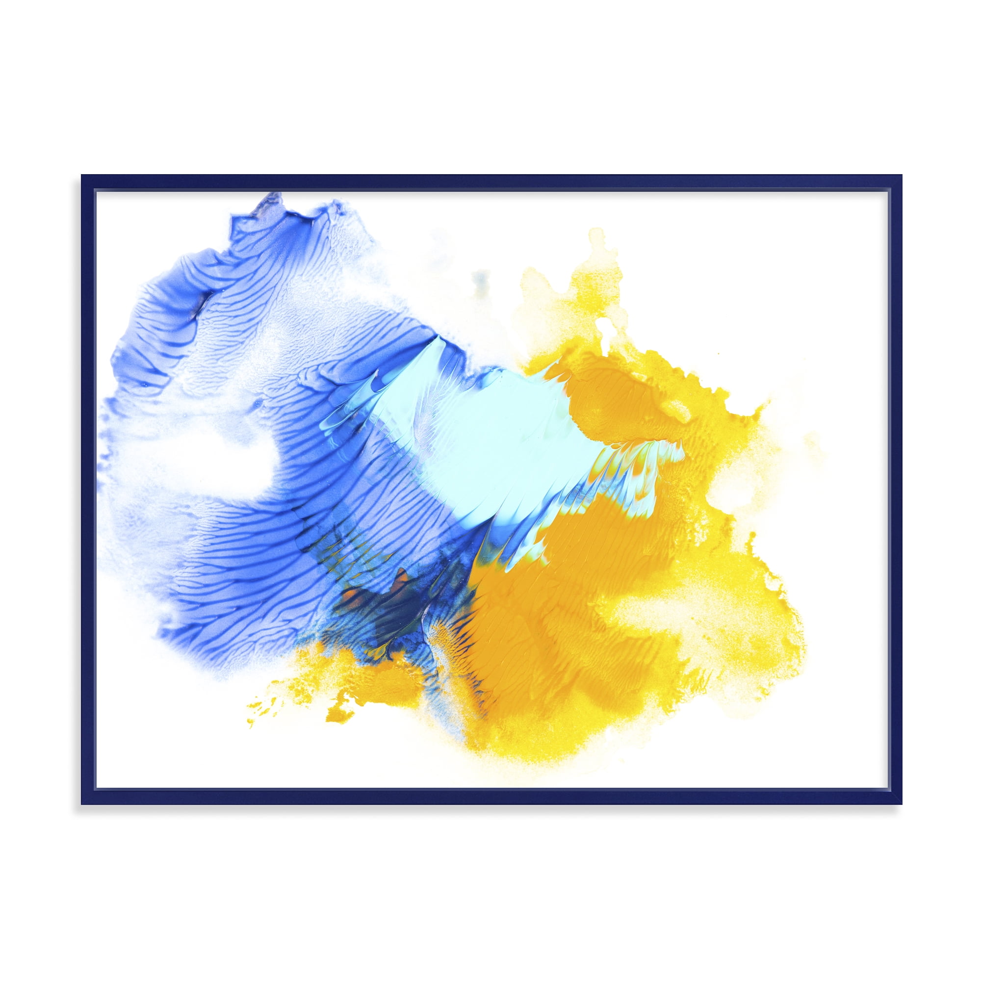 Designart 'Abstract Orange and Blue Clouds' Modern Framed Canvas Wall Art Print