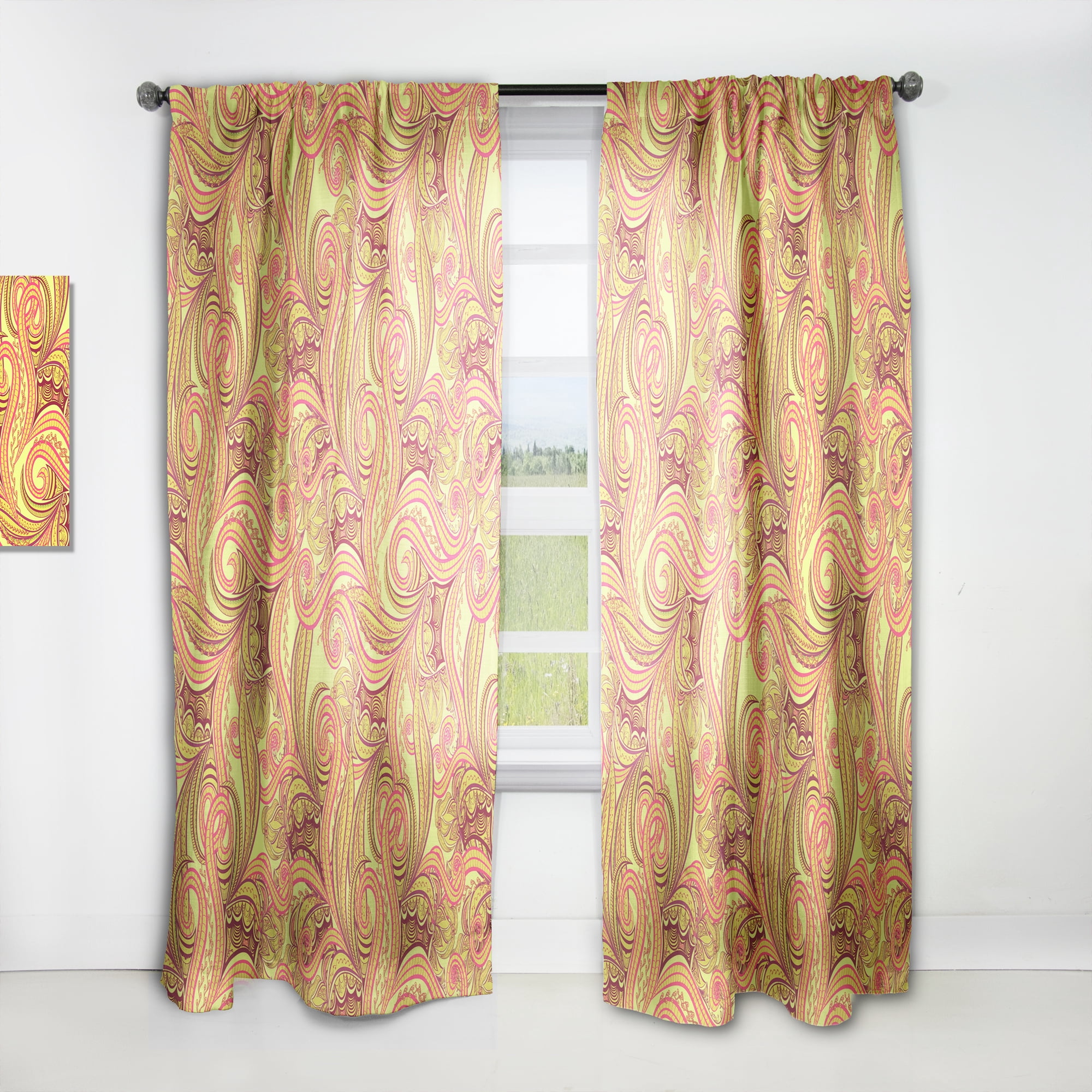 Designart 'Abstract Ornament Ethnic Pattern' Bohemian & Eclectic Curtain Panel